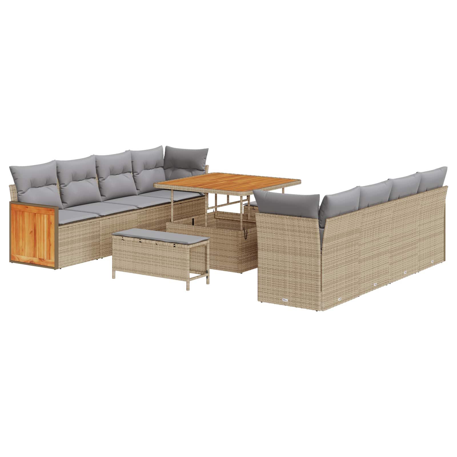 Set Divano da Giardino con cuscino 11 pcs Beige e Grigio Chiaro | homemem39
