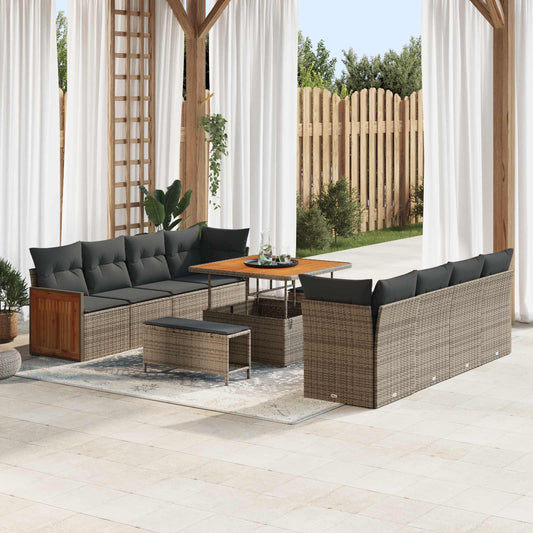 Set Divano da Giardino con cuscino 11 pcs Grigio