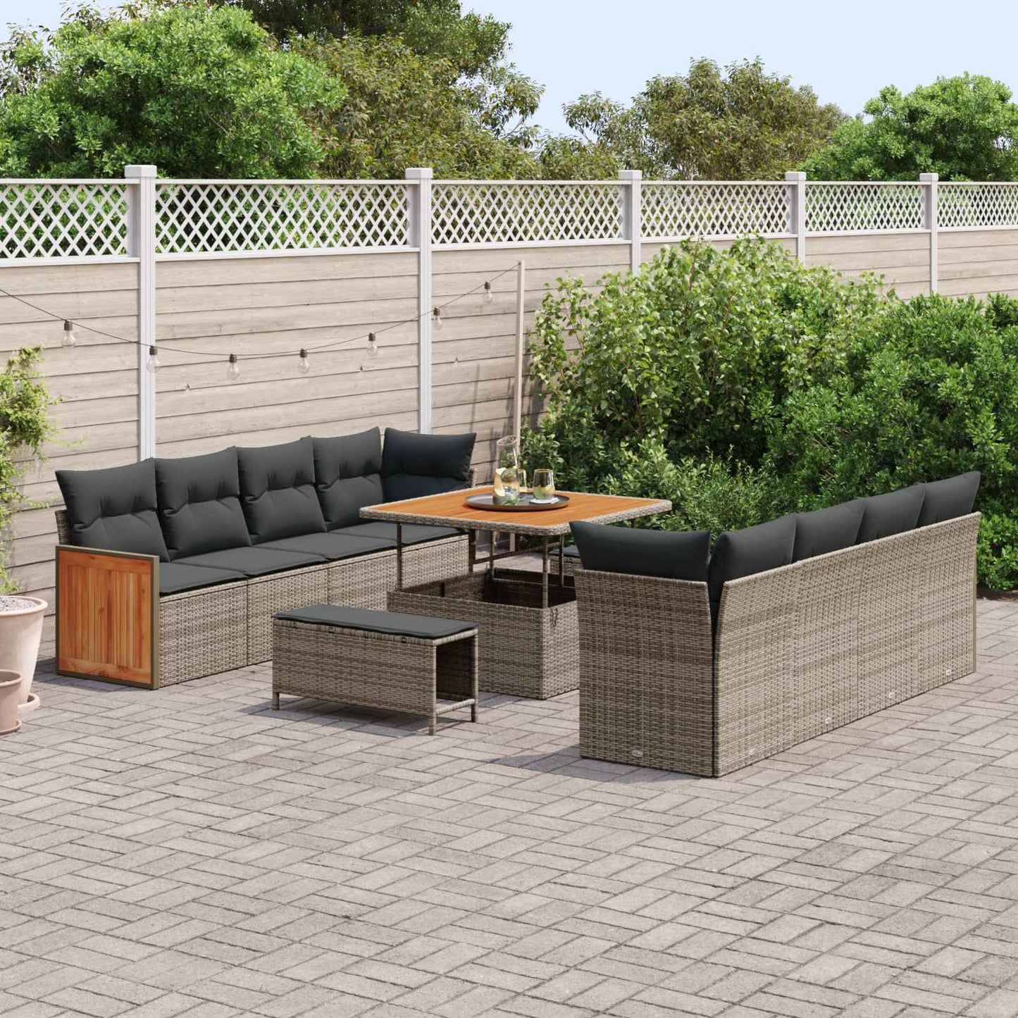Set Divano da Giardino con cuscino 11 pcs Grigio | homemem39