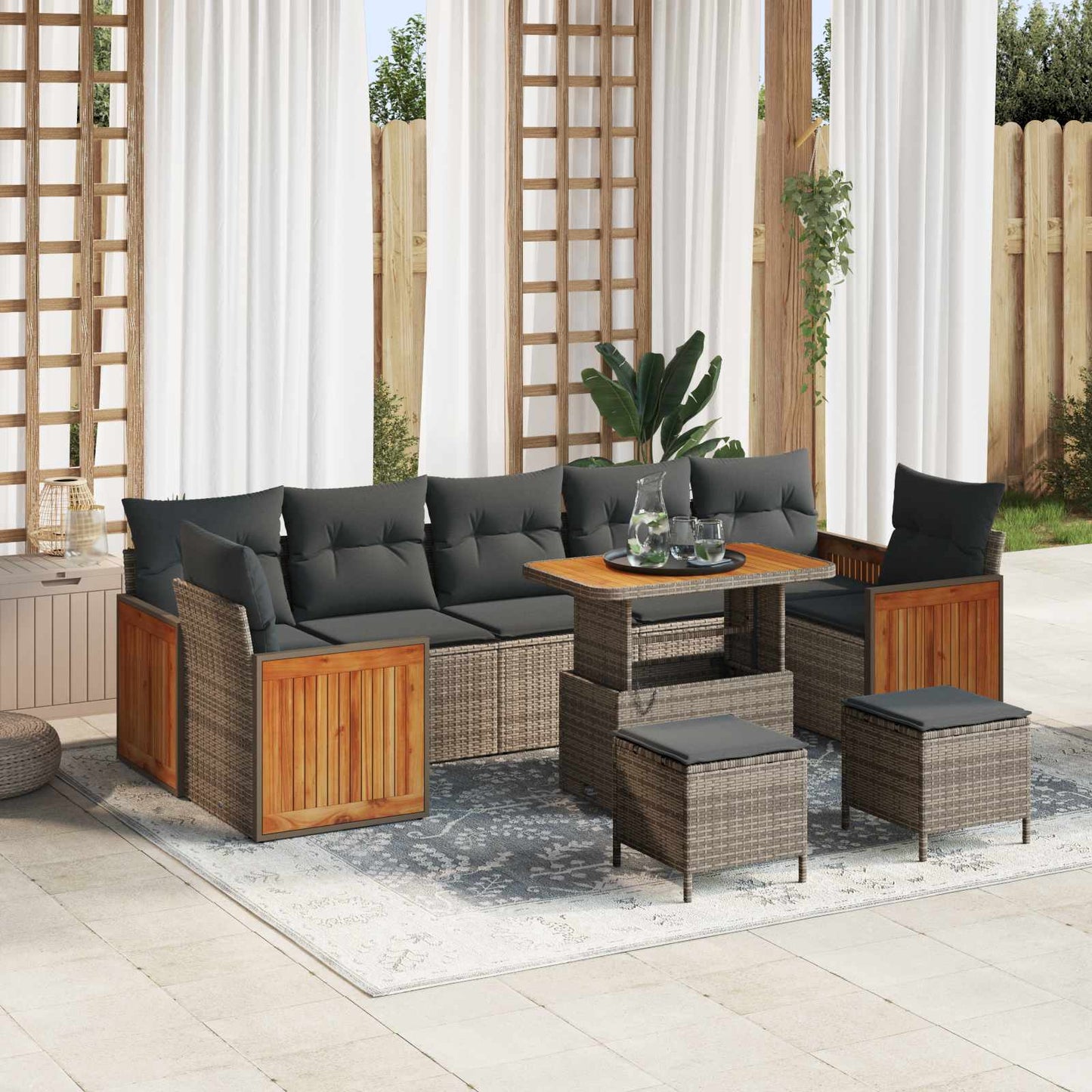Set Divano da Giardino con cuscino 10 pcs Grigio | homemem39