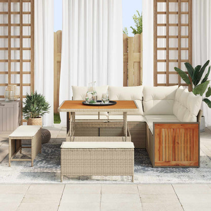 Set Divano da Giardino 8 pz 8-Numero di posti Beige e Crema | homemem39