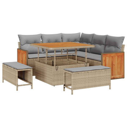Set Divano da Giardino con cuscino 8 pcs Beige e Grigio Chiaro | homemem39