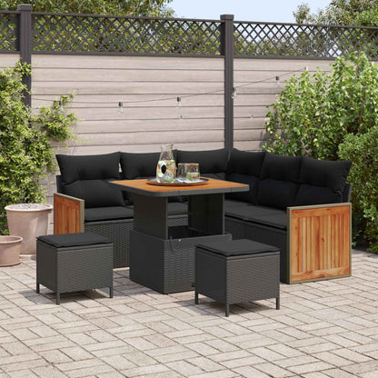 Set Divano da Giardino con cuscino 8 pcs Nero | homemem39