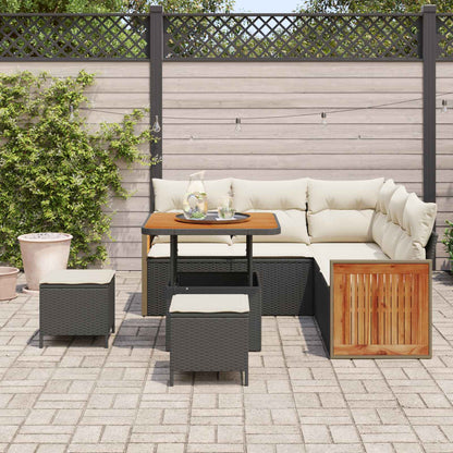 Set Divano da Giardino 8 pz 8-Numero di posti Nero e Crema | homemem39
