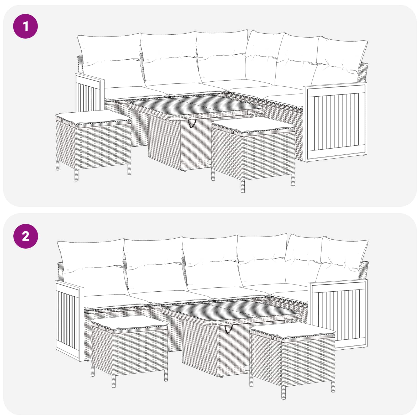 Set Divano da Giardino con cuscino 8 pcs Grigio | homemem39