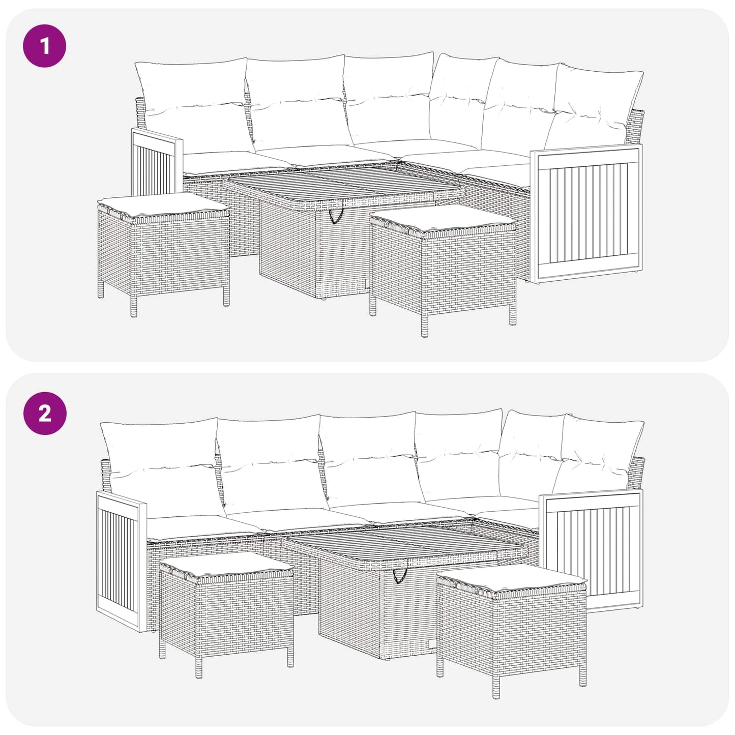 Set Divano da Giardino con cuscino 8 pcs Grigio | homemem39