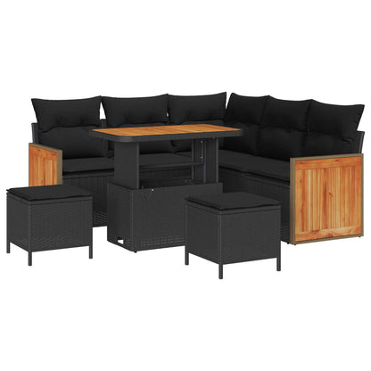 Set Divano da Giardino con cuscino 8 pcs Nero | homemem39