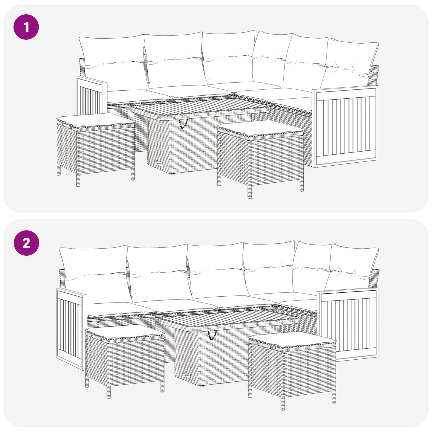 Set Divano da Giardino con cuscino 8 pcs Nero | homemem39