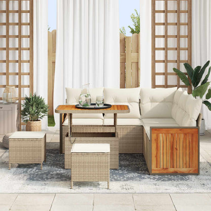 Set Divano da Giardino 8 pz 8-Numero di posti Beige e Crema