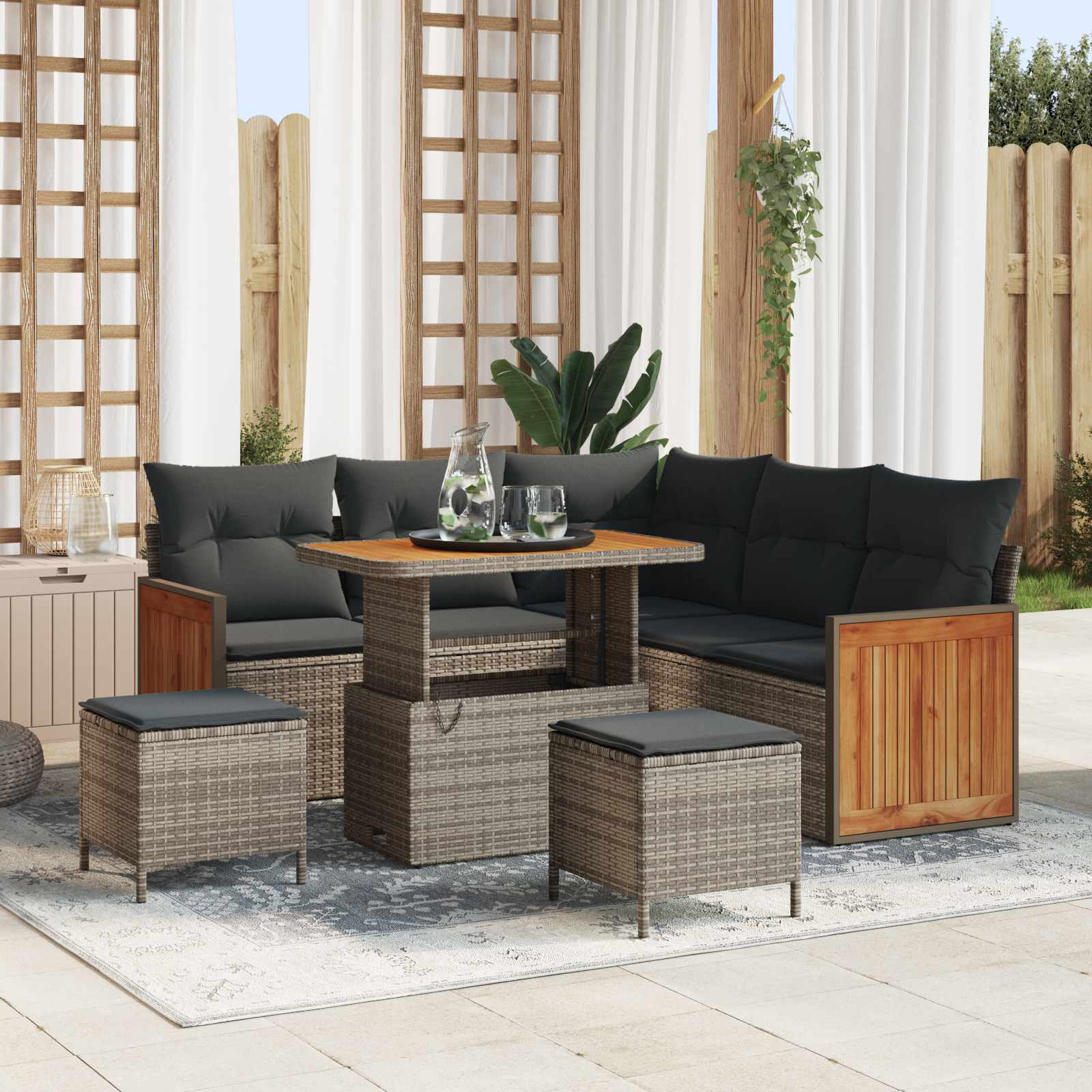 Set Divano da Giardino con cuscino 8 pcs Grigio | homemem39