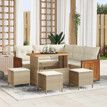 Set Divano da Giardino 9 pz 9-Numero di posti Beige e Crema | homemem39