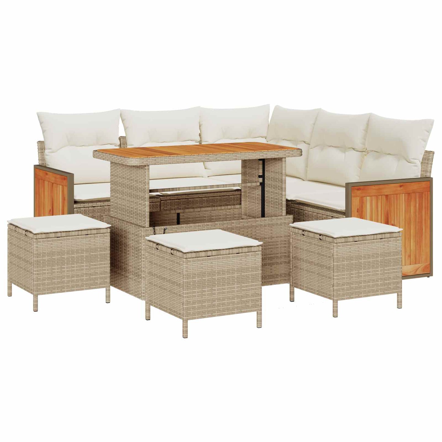 Set Divano da Giardino 9 pz 9-Numero di posti Beige e Crema | homemem39