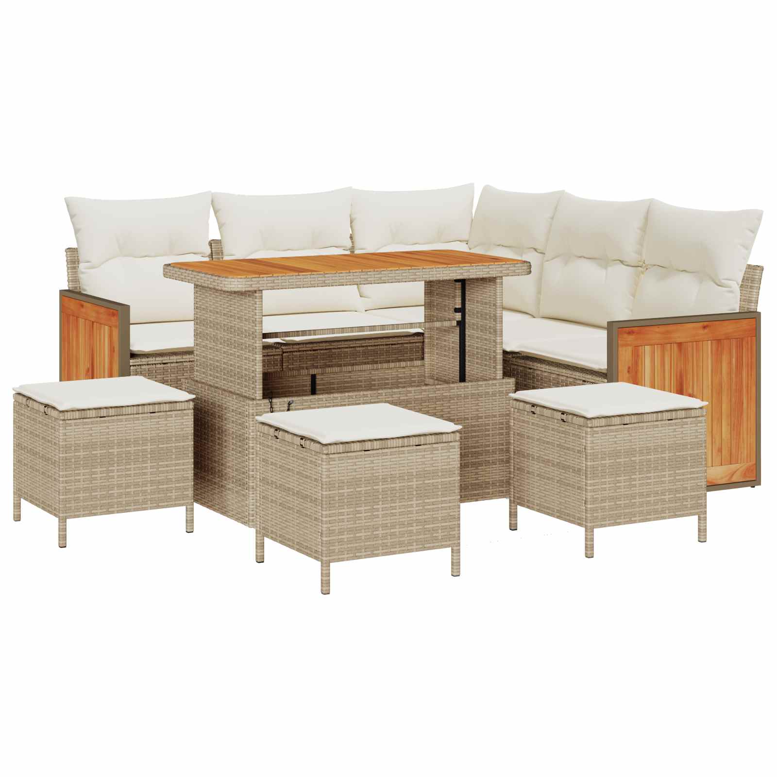 Set Divano da Giardino 9 pz 9-Numero di posti Beige e Crema | homemem39