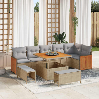 Set Divano da Giardino 9 pz 9-Numero di posti