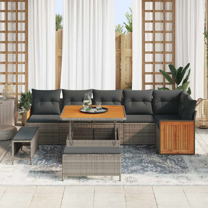 Set Divano da Giardino 9 pz 9-Numero di posti Grigio
