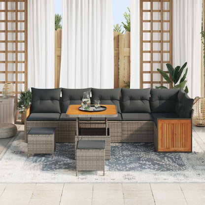 Set Divano da Giardino con cuscino 9 pcs Grigio | homemem39