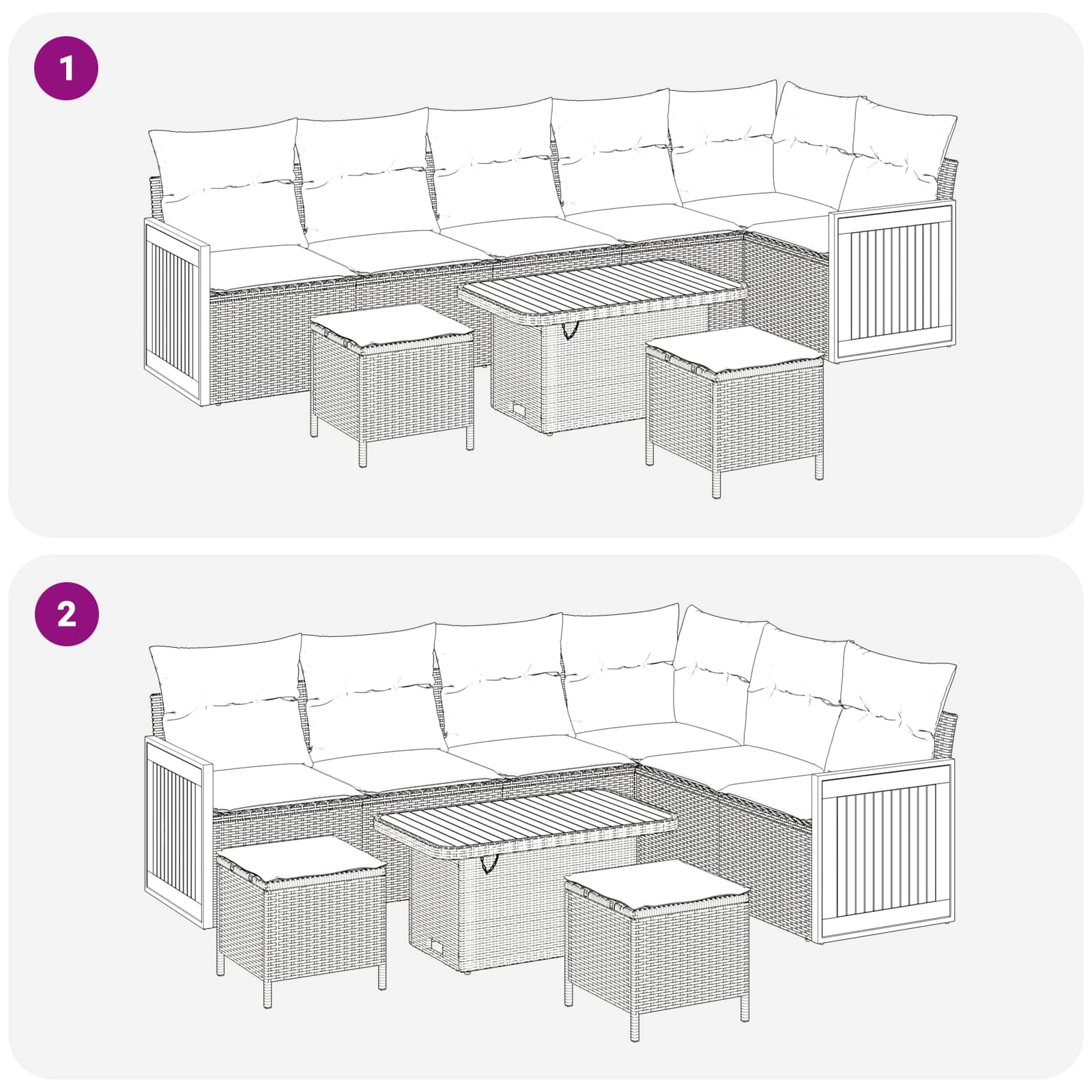 Set Divano da Giardino con cuscino 9 pcs Nero | homemem39