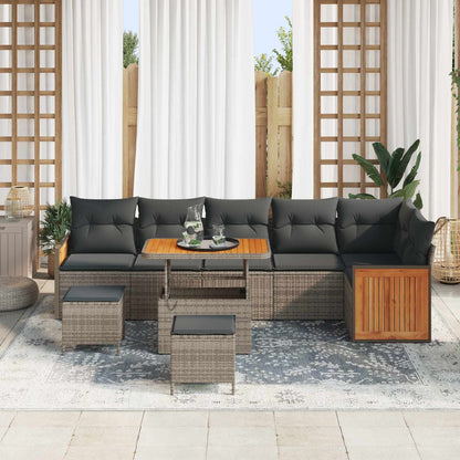 Set Divano da Giardino con cuscino 9 pcs Grigio | homemem39