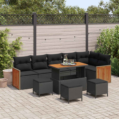 Set Divano da Giardino con cuscino 10 pcs Nero | homemem39