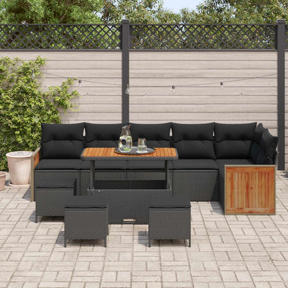 Set Divano da Giardino con cuscino 10 pcs Nero | homemem39