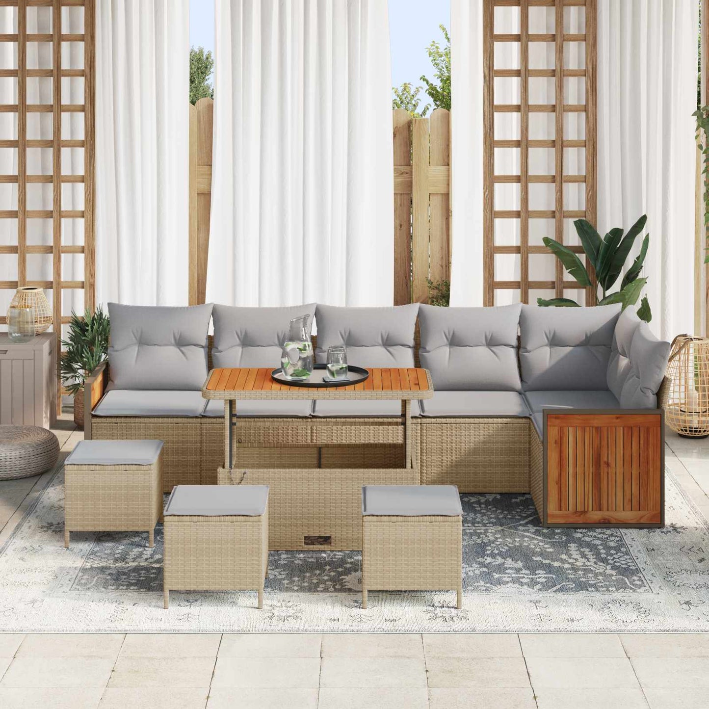 Set Divano da Giardino 10 pz 10-Numero di posti