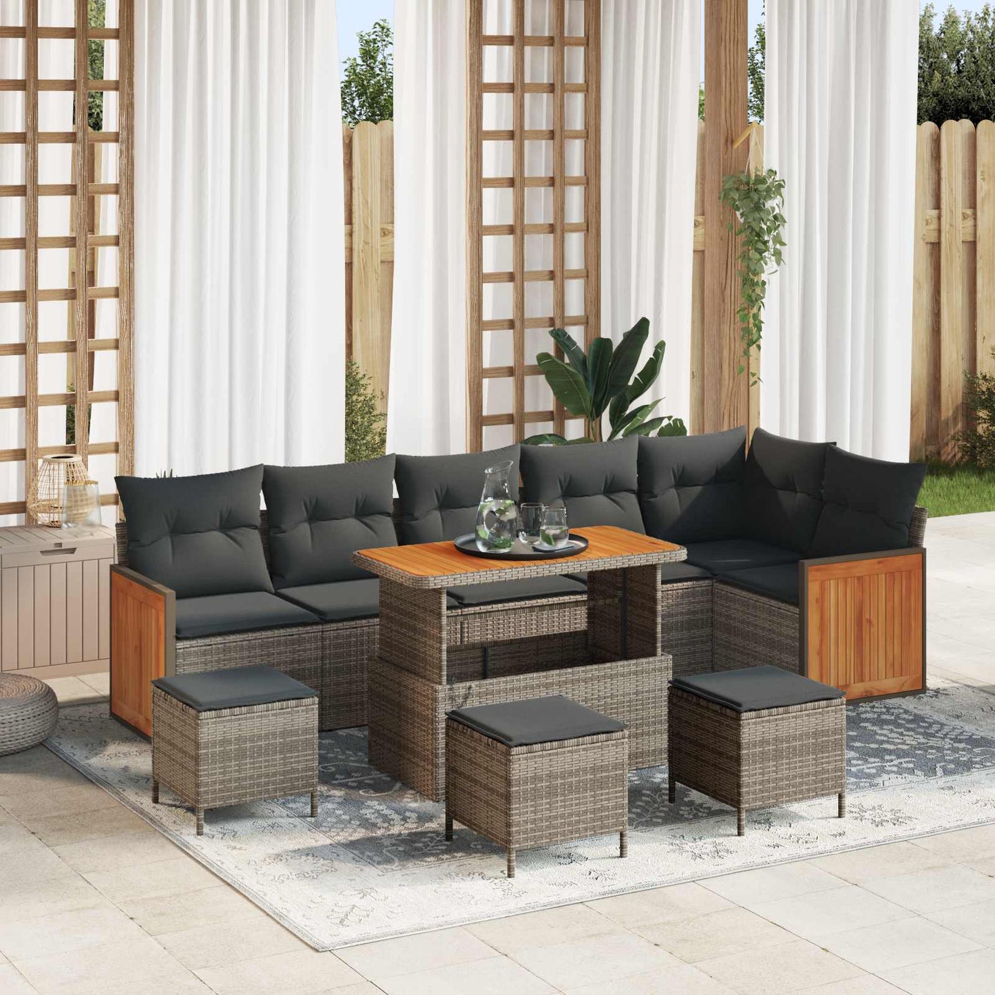 Set Divano da Giardino con cuscino 10 pcs Grigio | homemem39