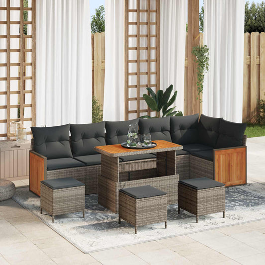 Set Divano da Giardino con cuscino 10 pcs Grigio