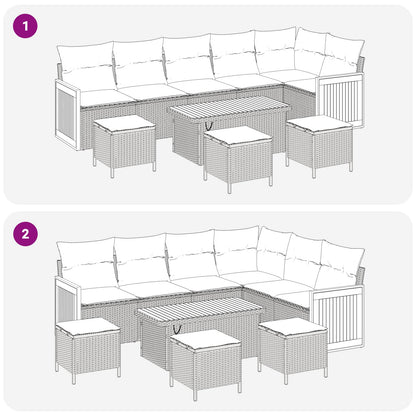 Set Divano da Giardino con cuscino 10 pcs Grigio | homemem39