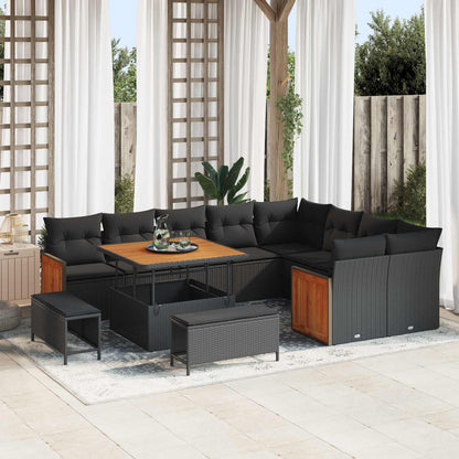 Set Divano da Giardino con cuscino 12 pcs Nero | homemem39