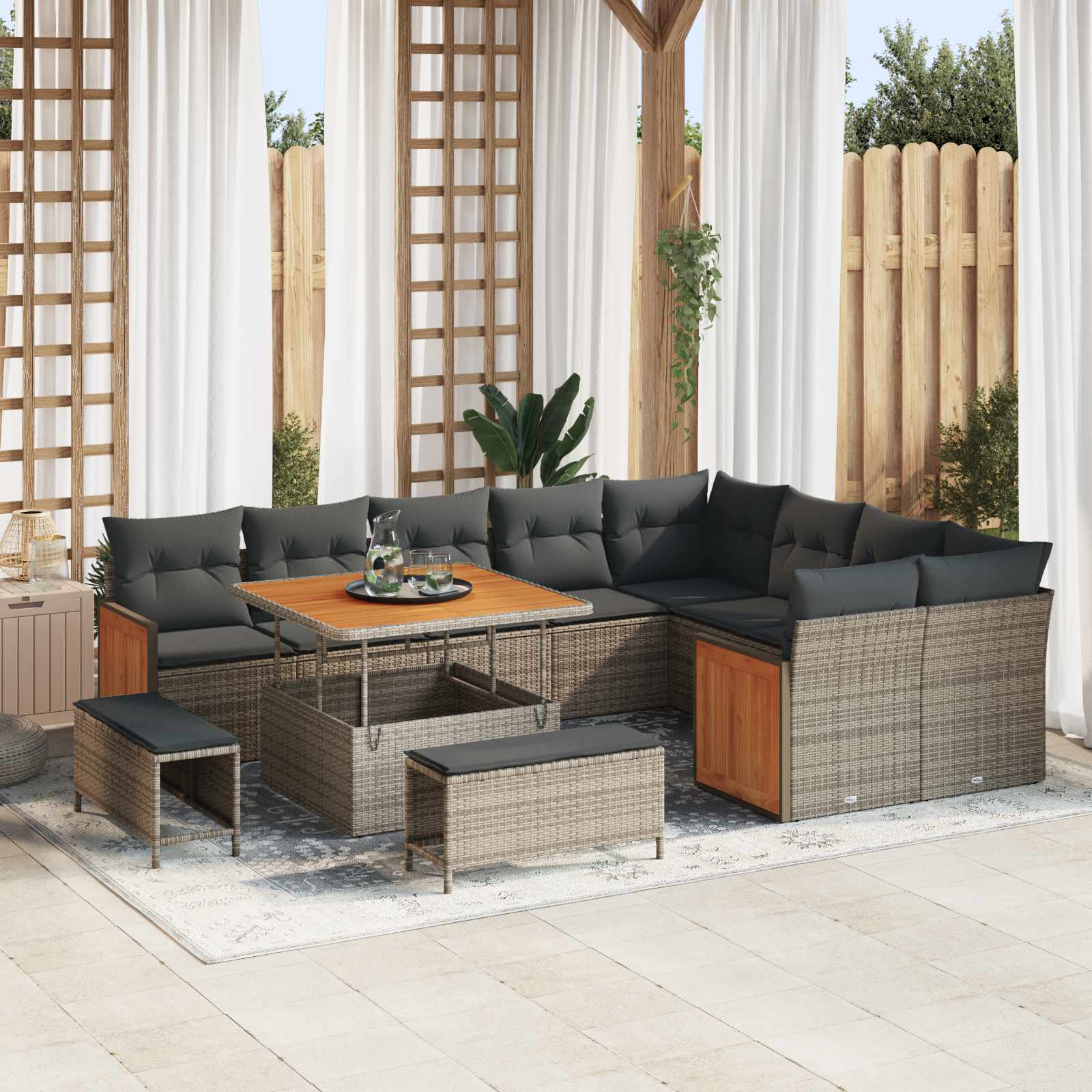 Set Divano da Giardino con cuscino 12 pcs Grigio | homemem39