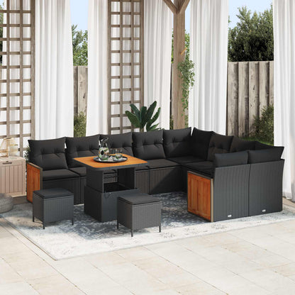 Set Divano da Giardino con cuscino 12 pcs Nero | homemem39