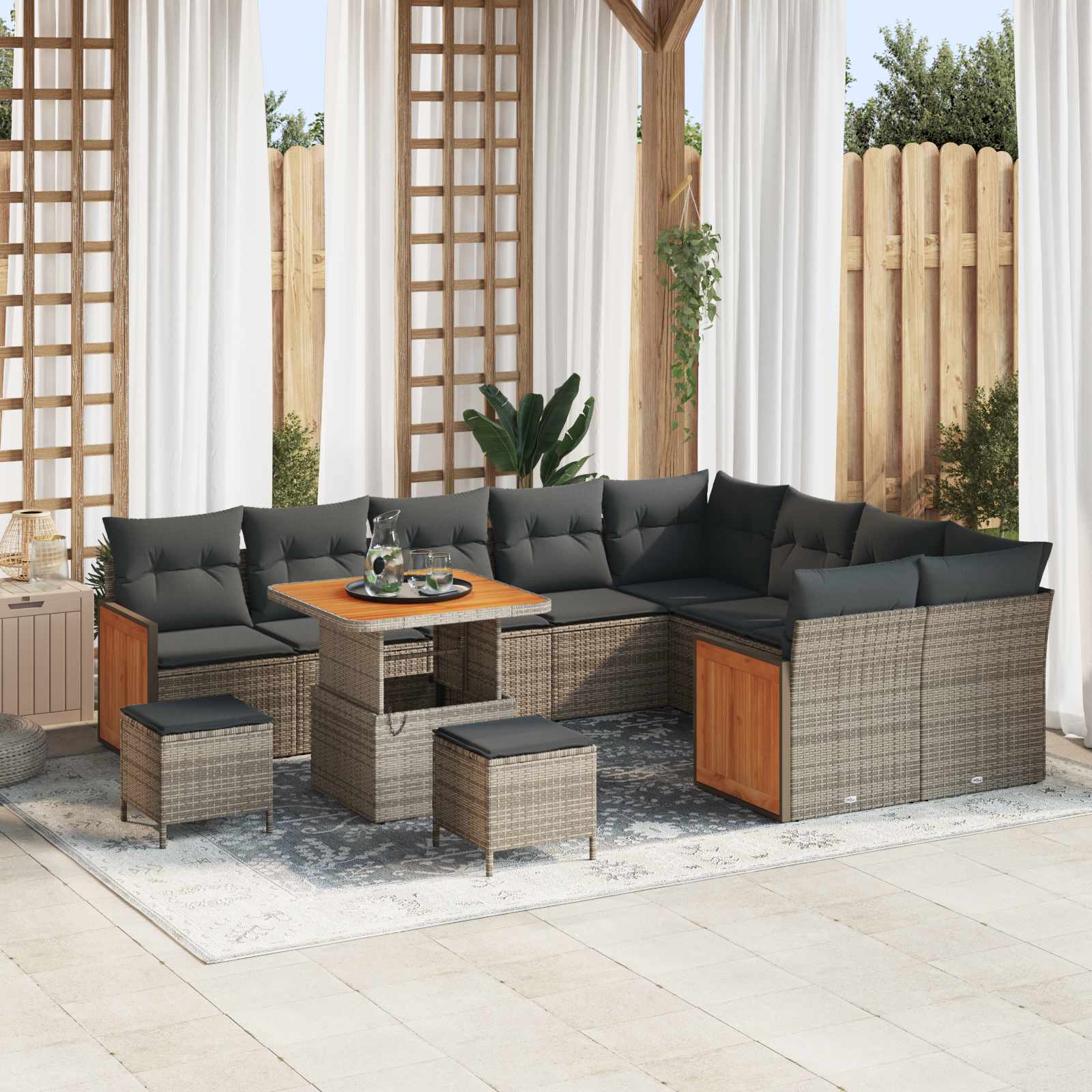 Set Divano da Giardino con cuscino 12 pcs Grigio | homemem39
