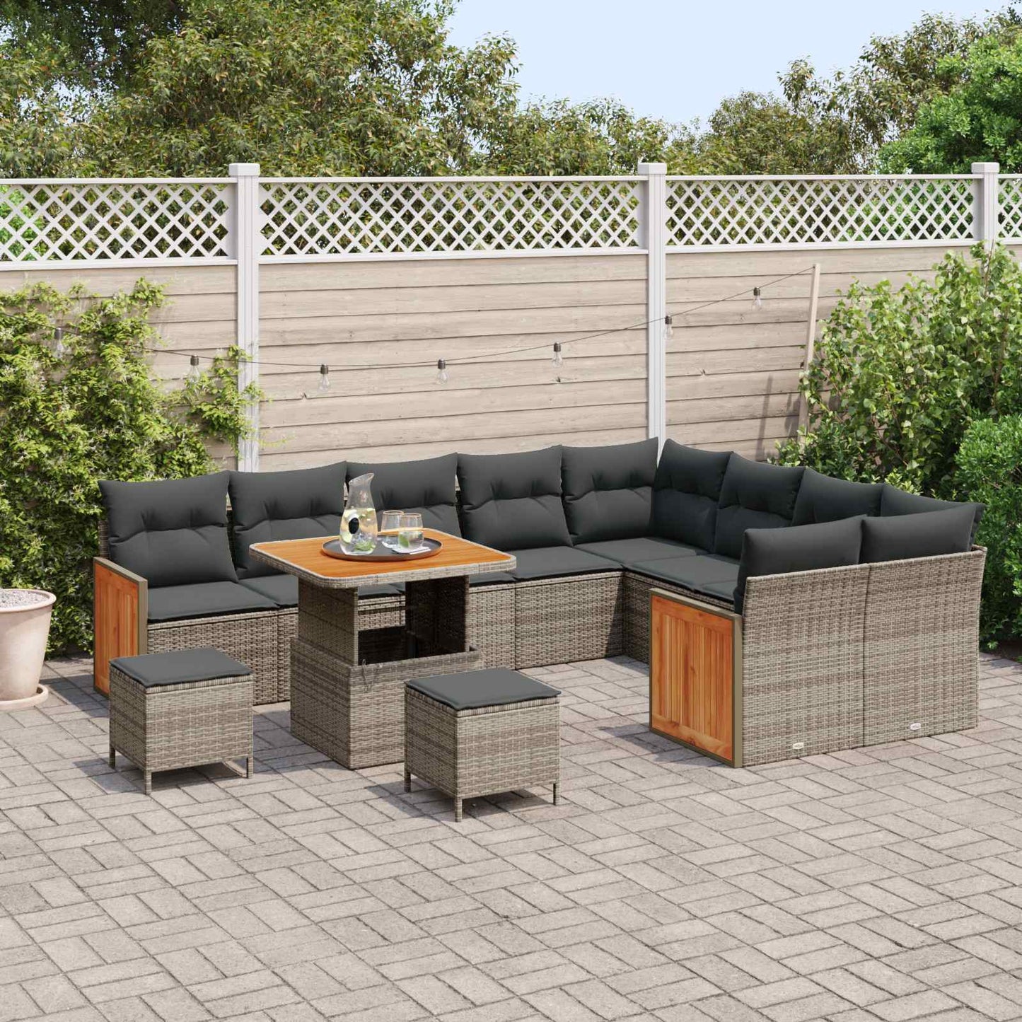 Set Divano da Giardino con cuscino 12 pcs Grigio | homemem39
