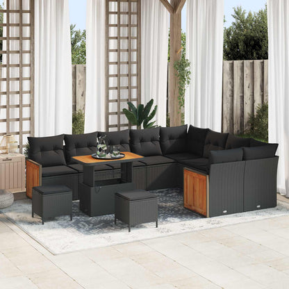 Set Divano da Giardino con cuscino 12 pcs Nero | homemem39