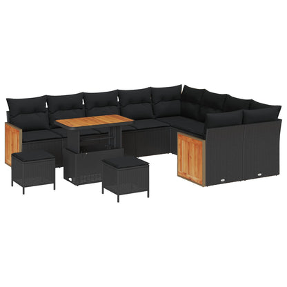 Set Divano da Giardino con cuscino 12 pcs Nero | homemem39