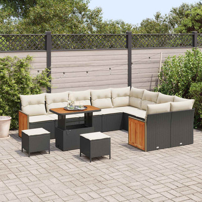 Set Divano da Giardino con cuscino 12 pcs Nero e Crema | homemem39