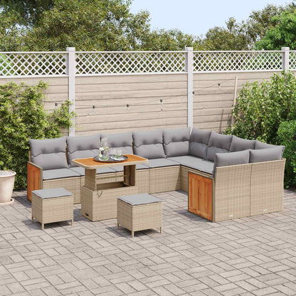 Set Divano da Giardino con cuscino 12 pcs Beige e Grigio Chiaro