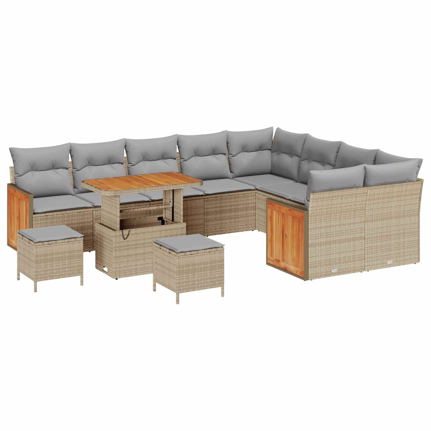 Set Divano da Giardino con cuscino 12 pcs Beige e Grigio Chiaro