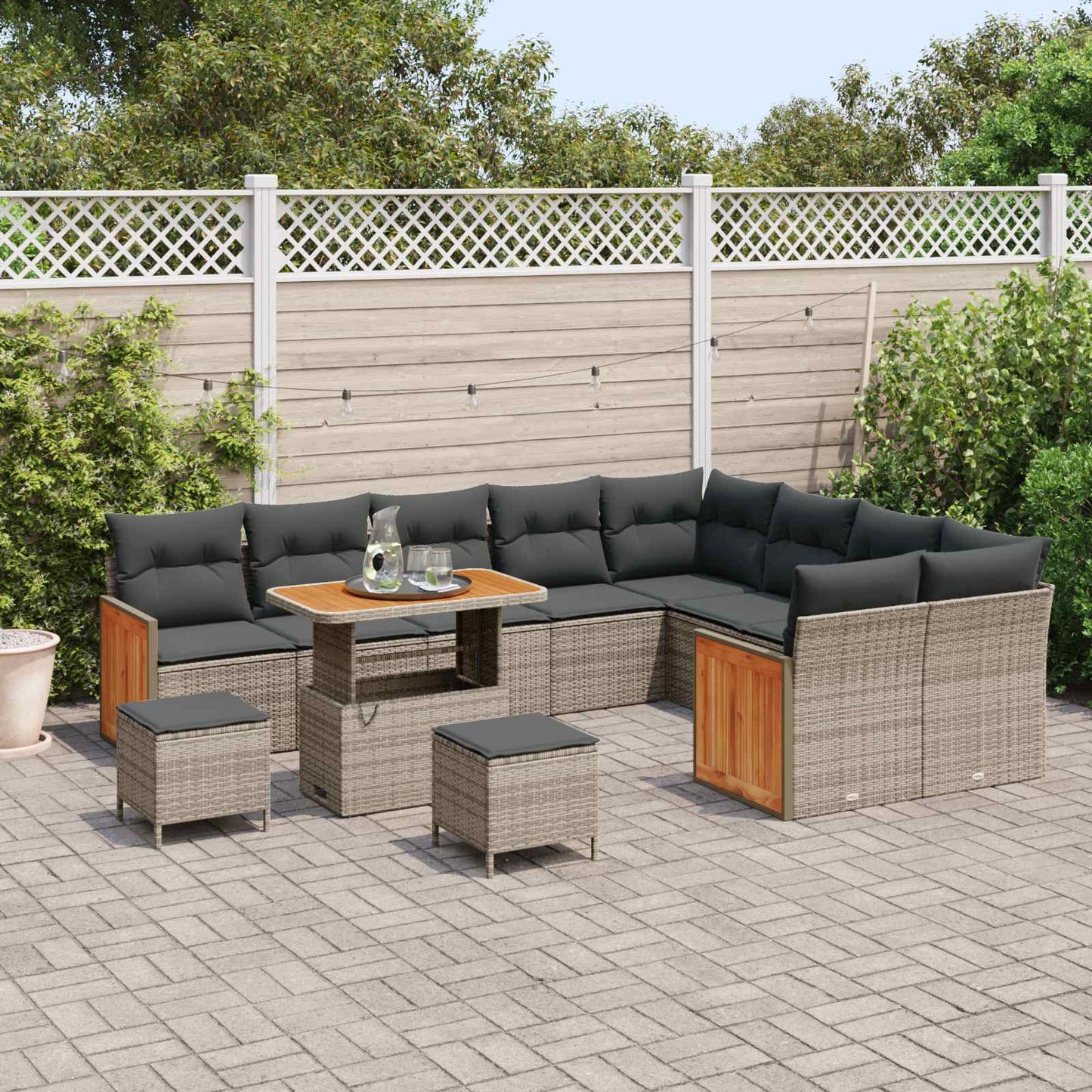 Set Divano da Giardino con cuscino 12 pcs Grigio | homemem39