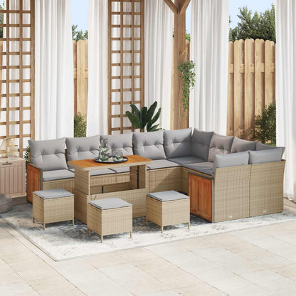 Set Divano da Giardino con cuscino 13 pcs Beige e Grigio Chiaro | homemem39