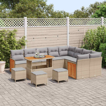Set Divano da Giardino con cuscino 13 pcs Beige e Grigio Chiaro | homemem39