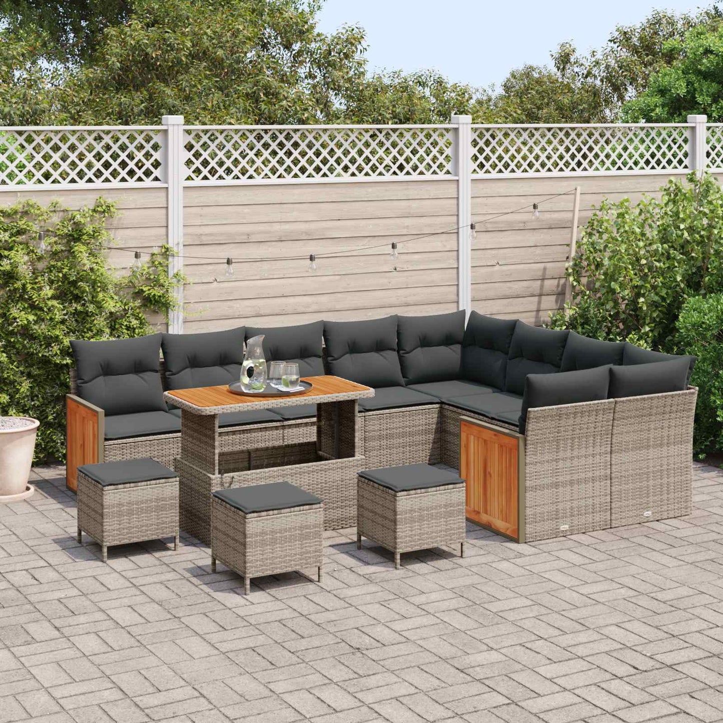 Set Divano da Giardino con cuscino 13 pcs Grigio | homemem39