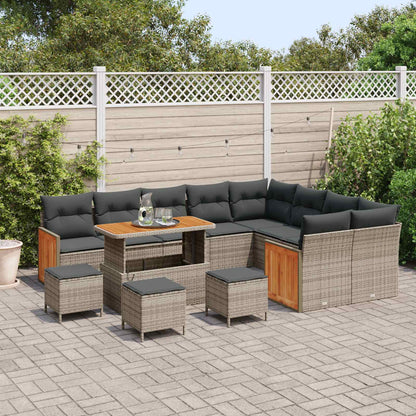 Set Divano da Giardino con cuscino 13 pcs Grigio | homemem39