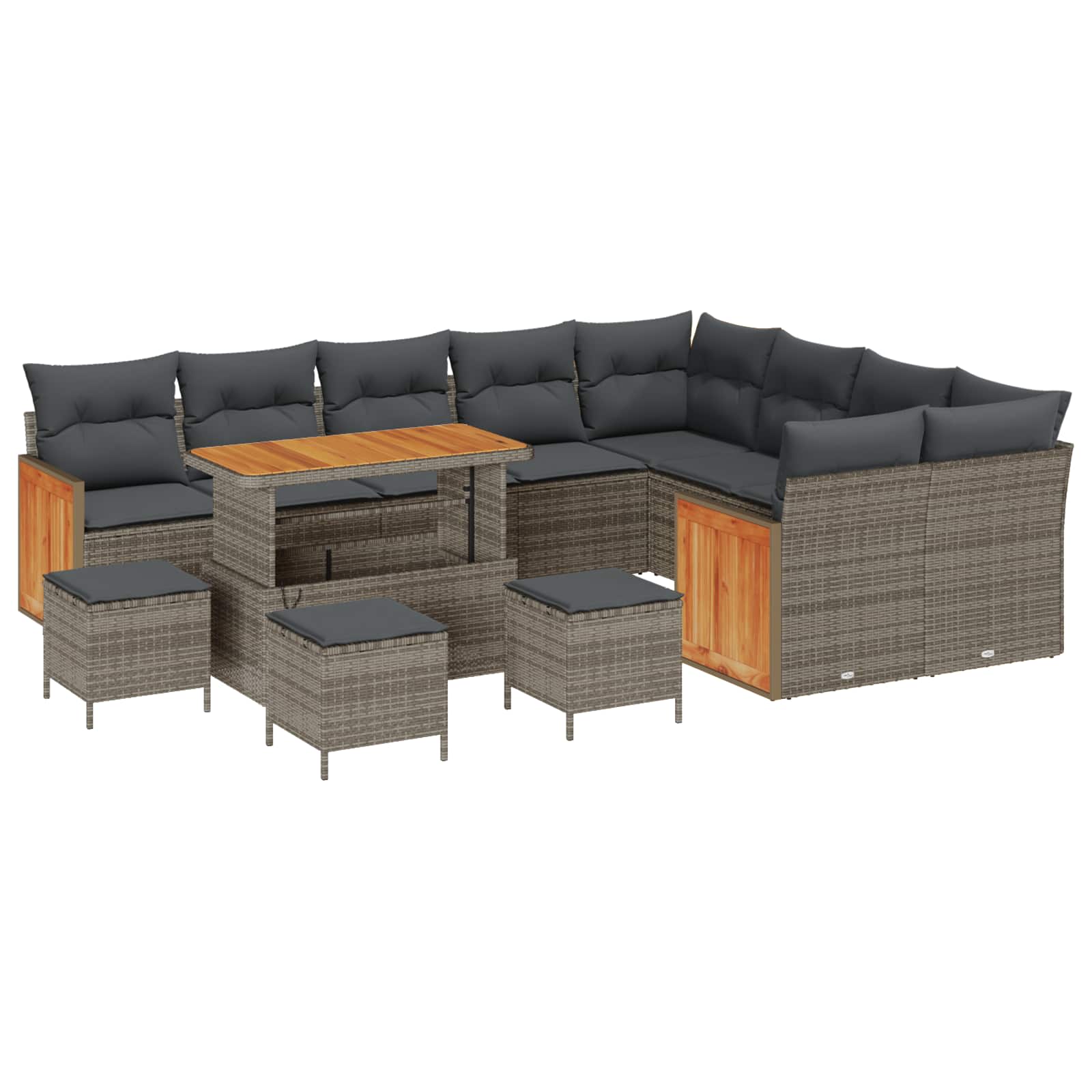 Set Divano da Giardino con cuscino 13 pcs Grigio | homemem39