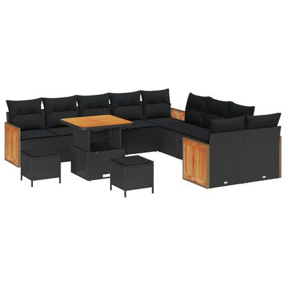 Set Divano da Giardino con cuscino 13 pcs Nero | homemem39