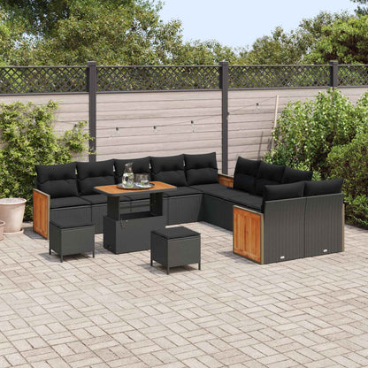 Set Divano da Giardino con cuscino 13 pcs Nero | homemem39
