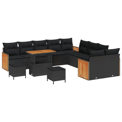 Set Divano da Giardino con cuscino 13 pcs Nero | homemem39