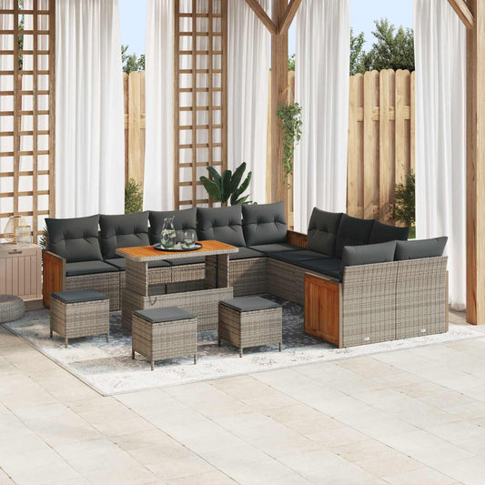 Set Divano da Giardino con cuscino 14 pcs Grigio
