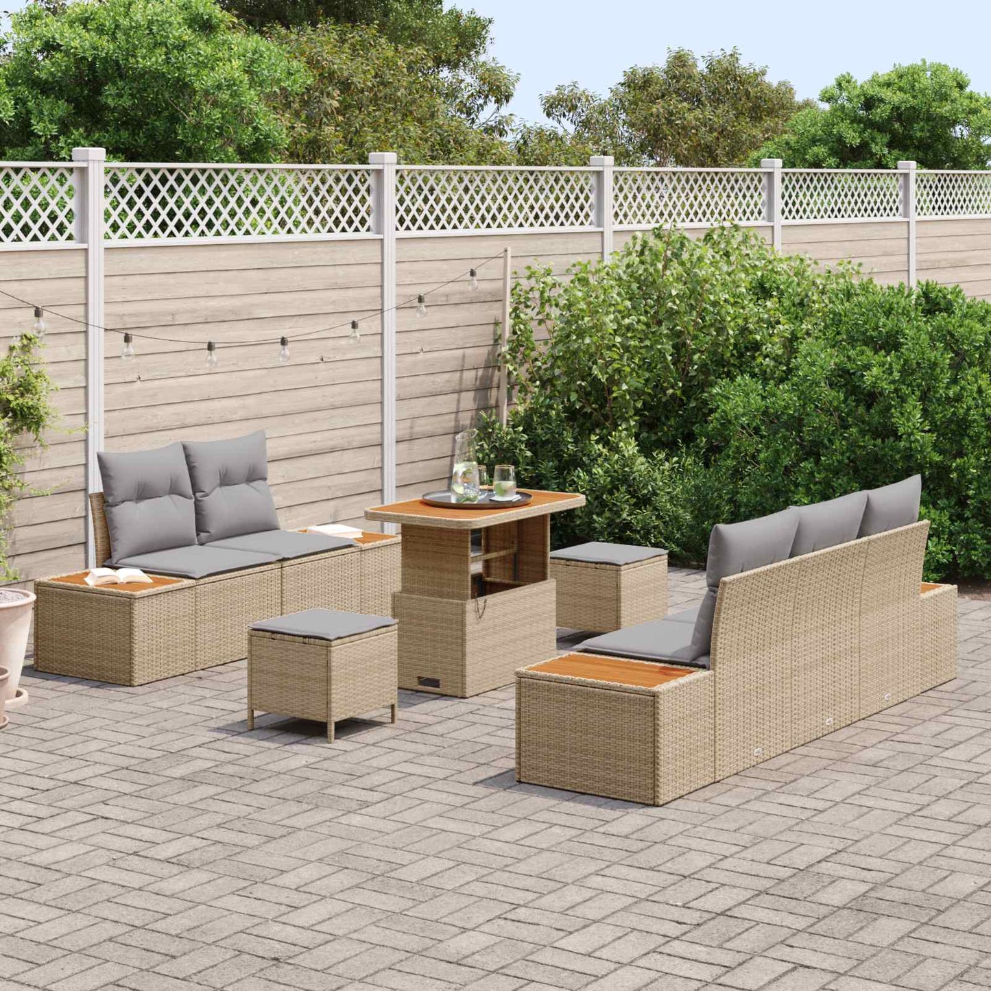 Set Divano da Giardino 8 pz 7-Numero di posti