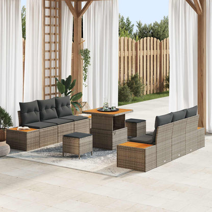Set Divano da Giardino con cuscino 9 pcs Grigio | homemem39